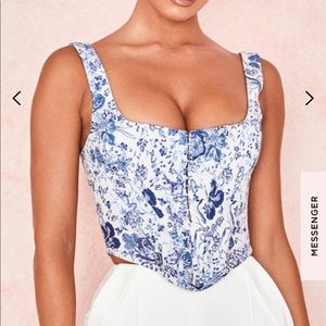House of CB Blue + White Print Corset